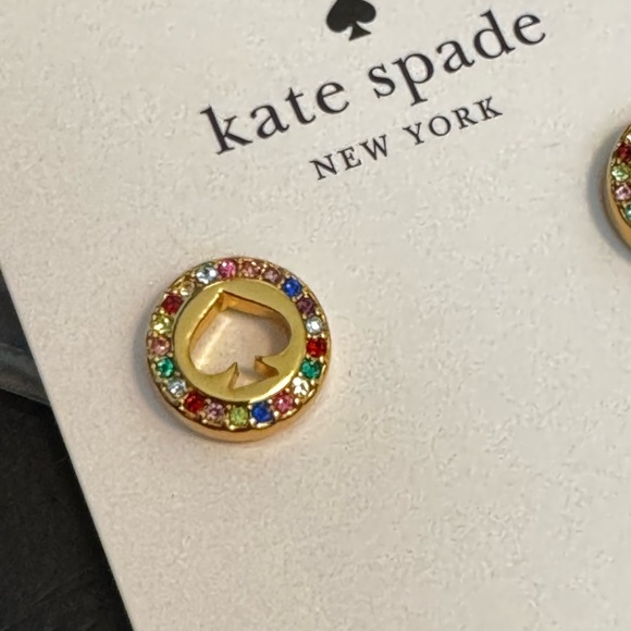 NWT kate spade Spot The Spade Pave Halo multicolor Studs earrings - Picture 6 of 7